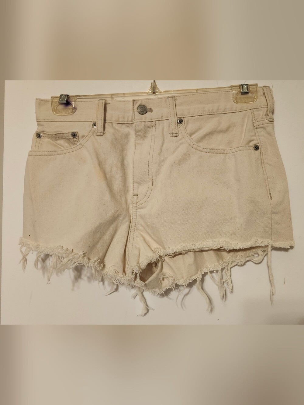 J. Crew Women’s Frayed Hem Denim Shorts - Cream